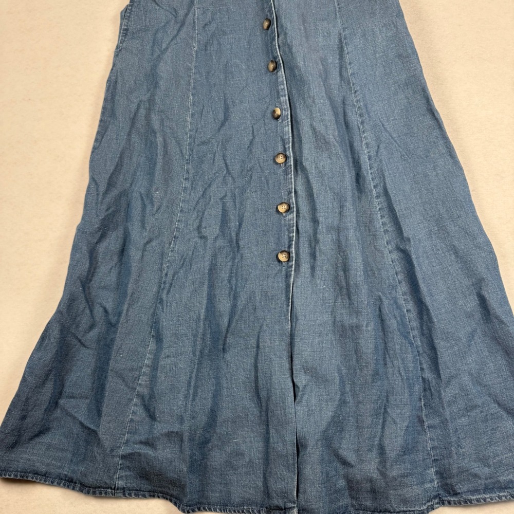 Marine Layer Camila Midi Dress Womens Medium Blue Indigo Linen New - Picture 4 of 12